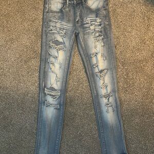 Men's Distressed Blue Jeans